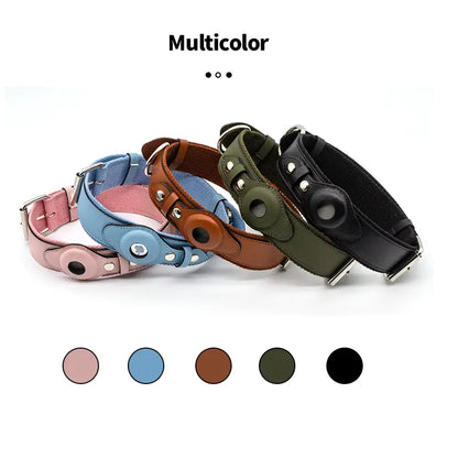 Leather Airtag Dog Adjustable Collar