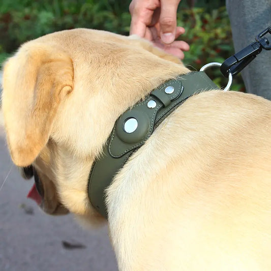 Leather Airtag Dog Adjustable Collar